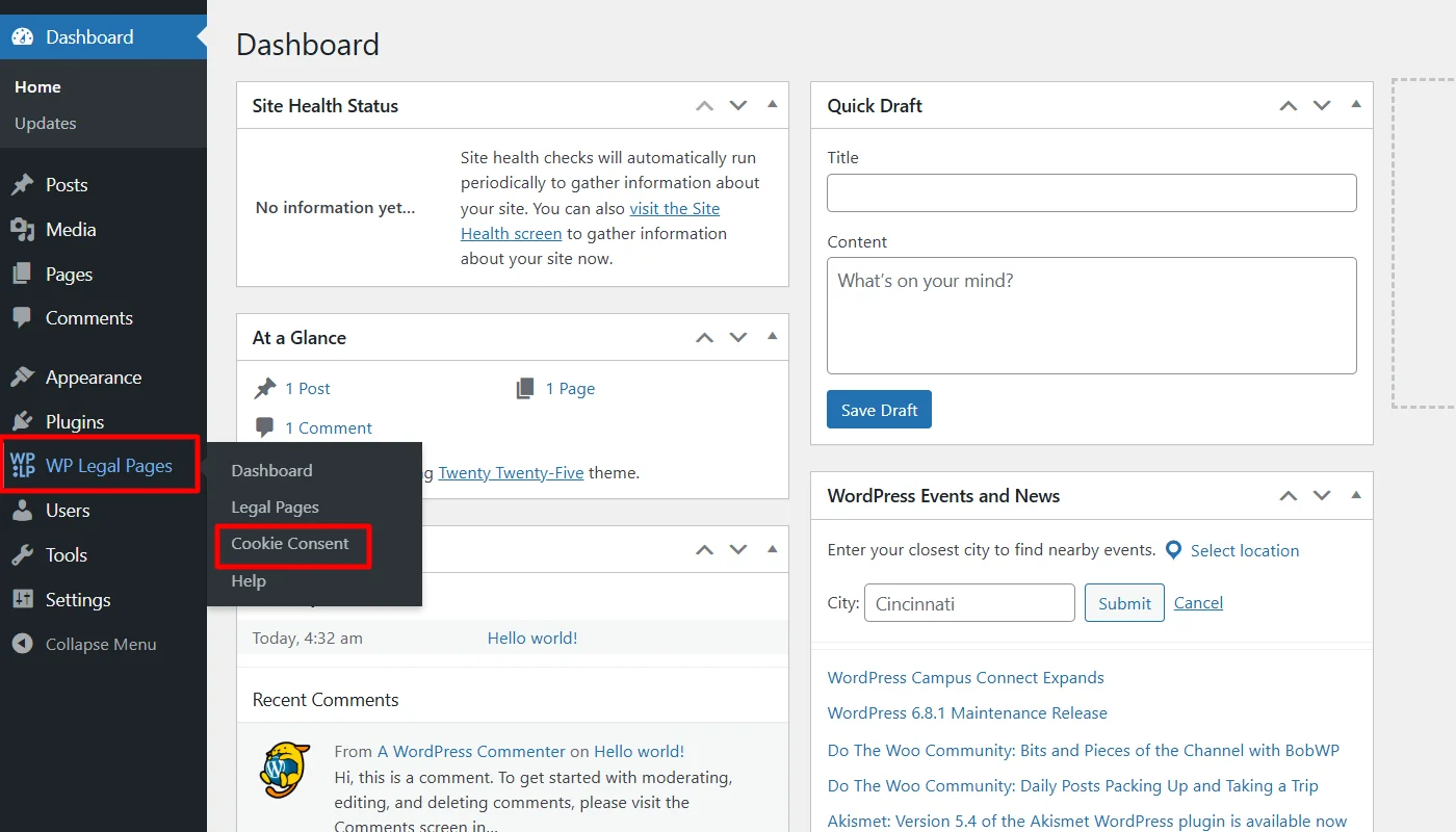 Clicking WP Cookie Consent