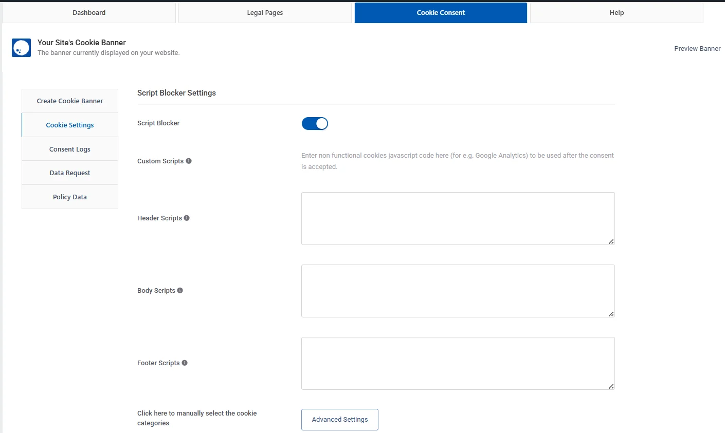 Script blocker configuration