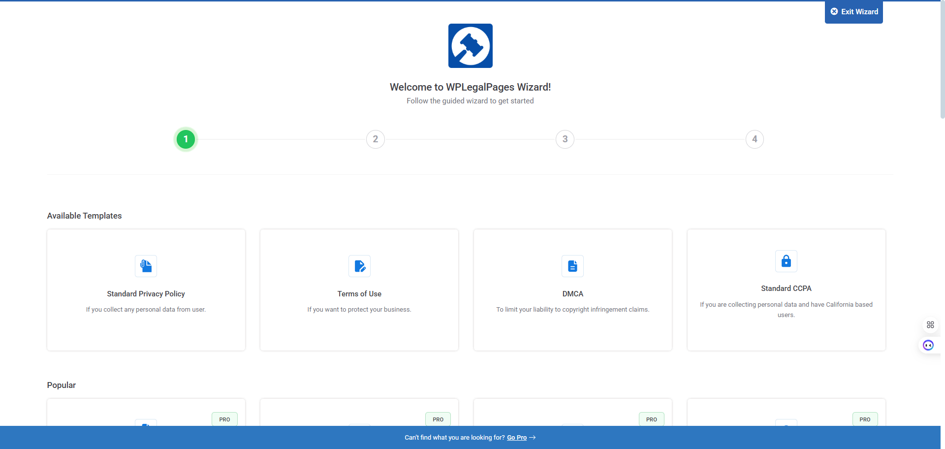 Wp legal pages settings