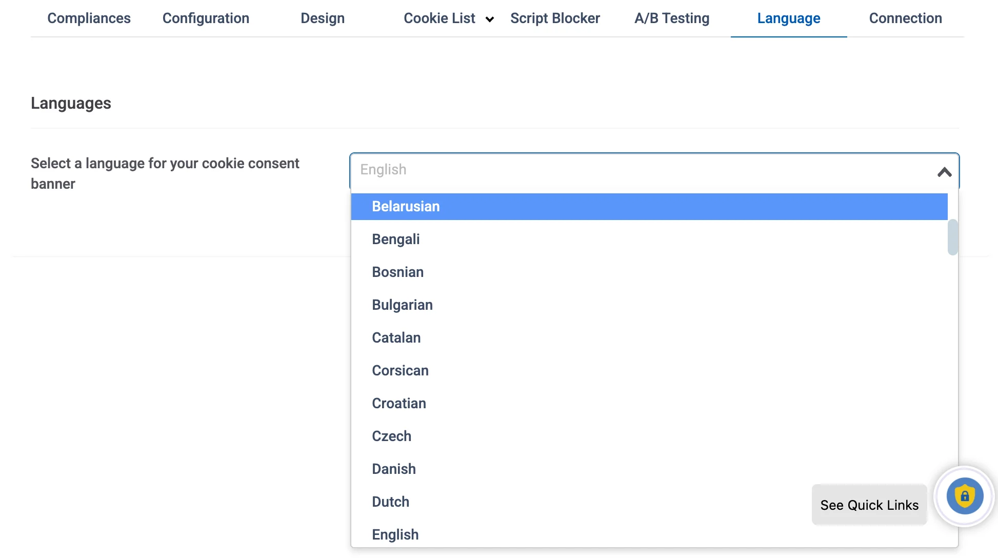 Multilingual Support for cookie banner