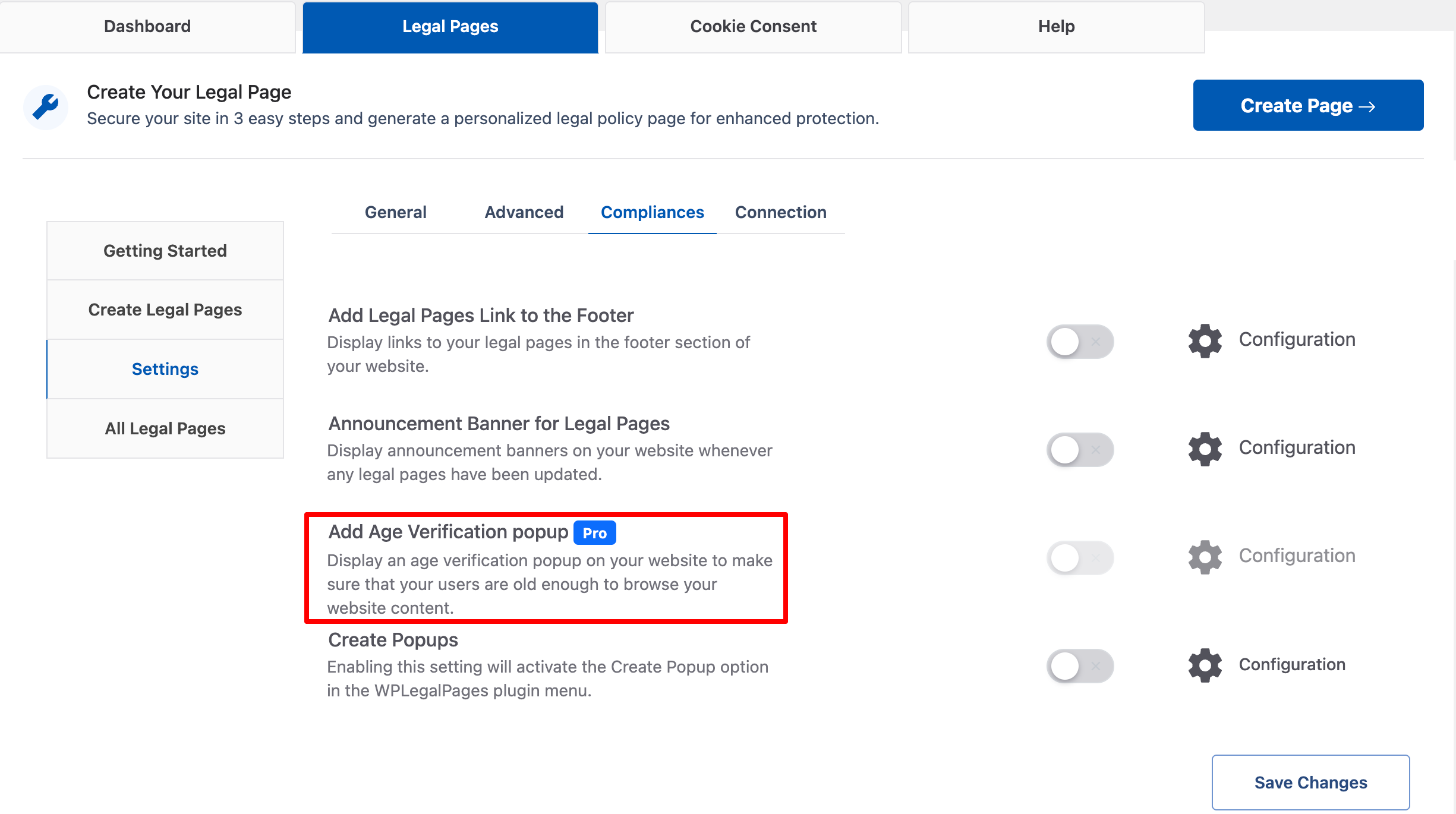California child privacy consent popup