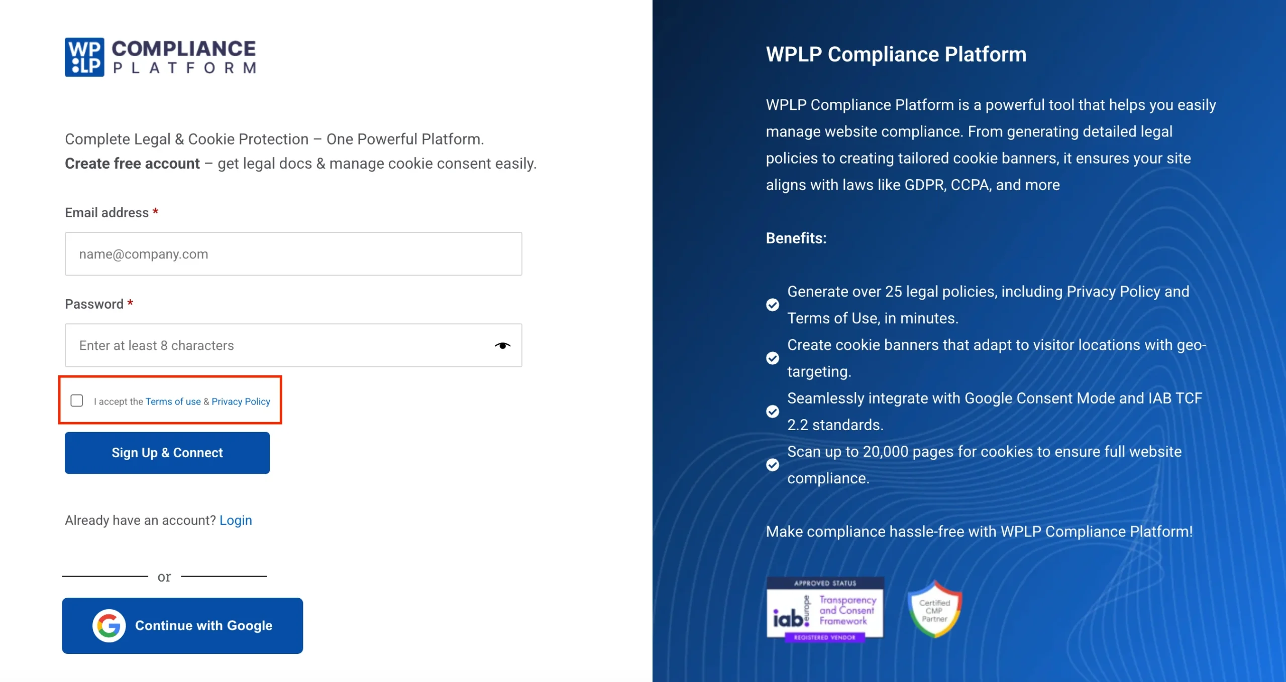 Check Box with Privcay Policy