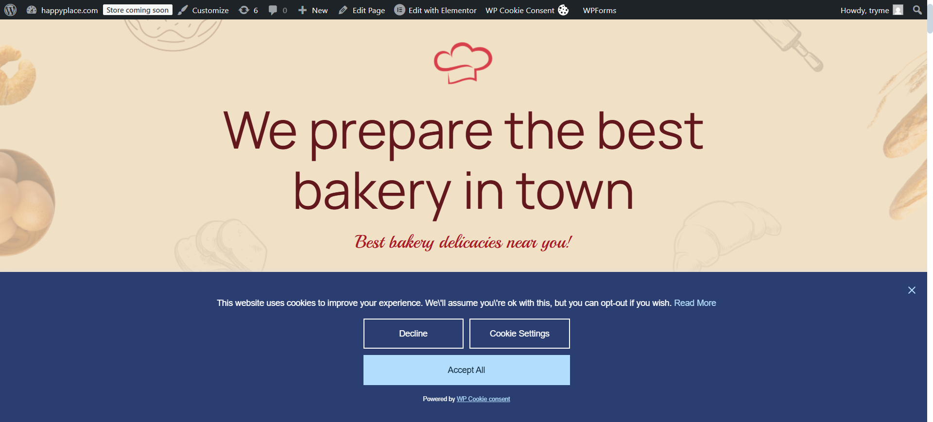 example MODPA cookie consent banner