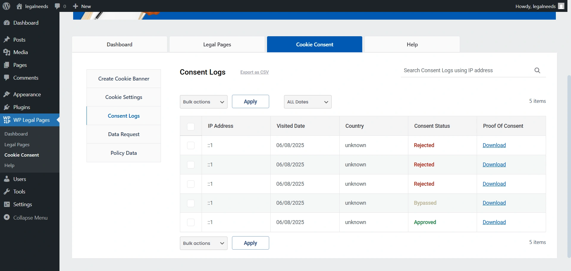 records user consent