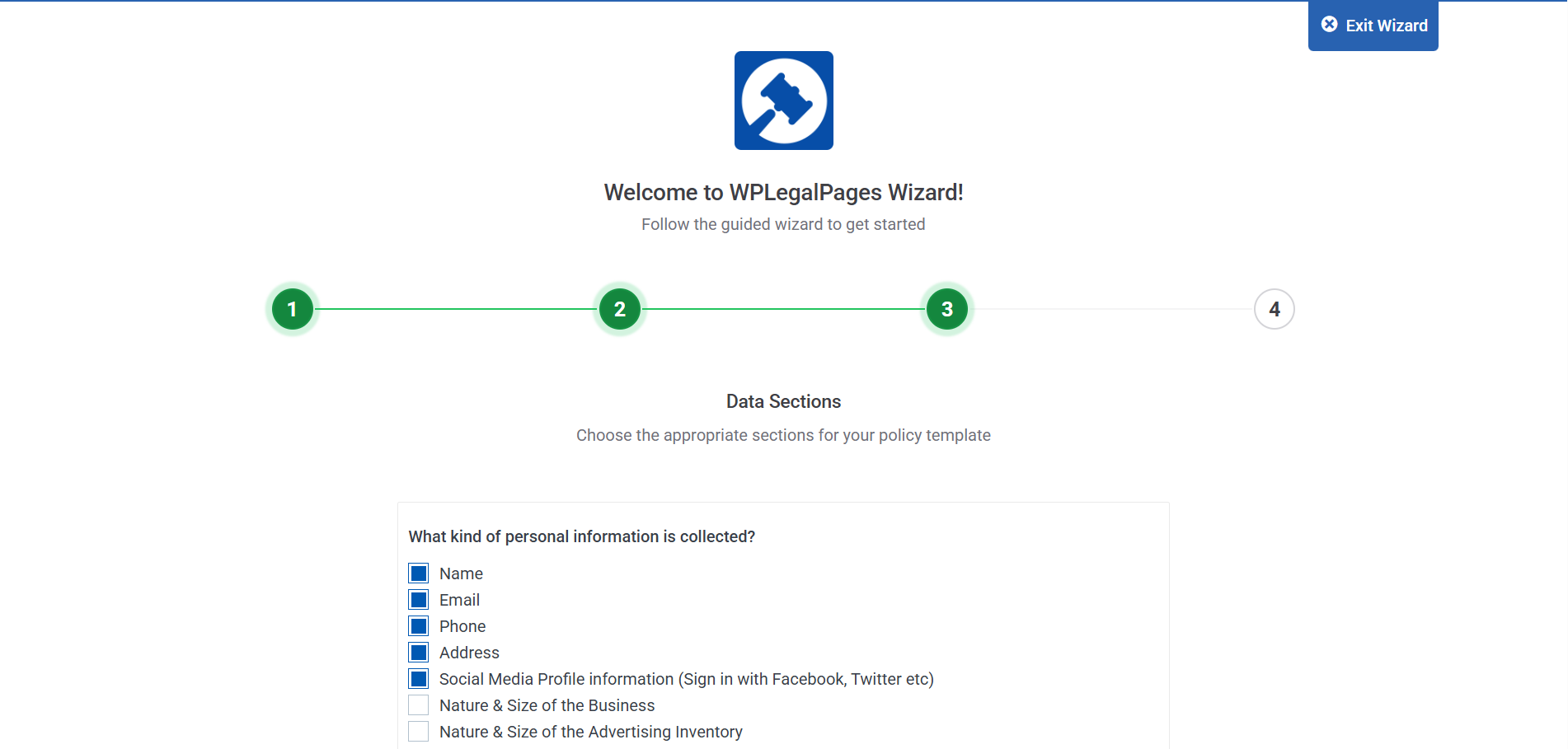 WPLP compliance platform wizard