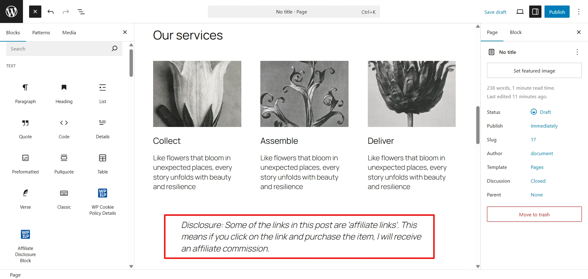 Affiliate disclousre added to page