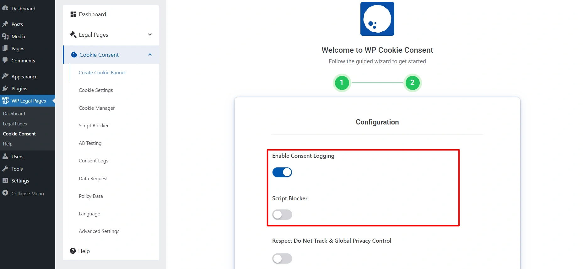 Enabling consent logging and script blocking