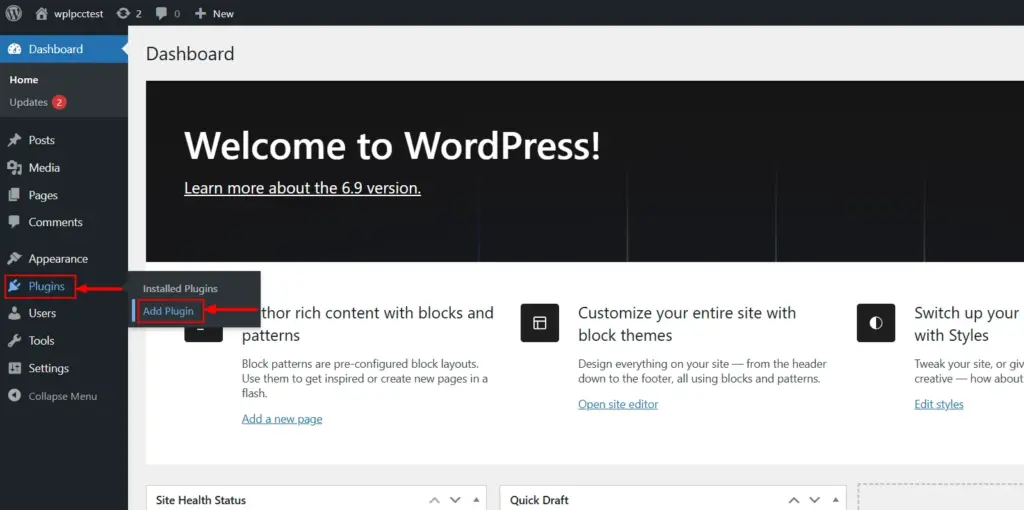 Plugins > Add Plugin