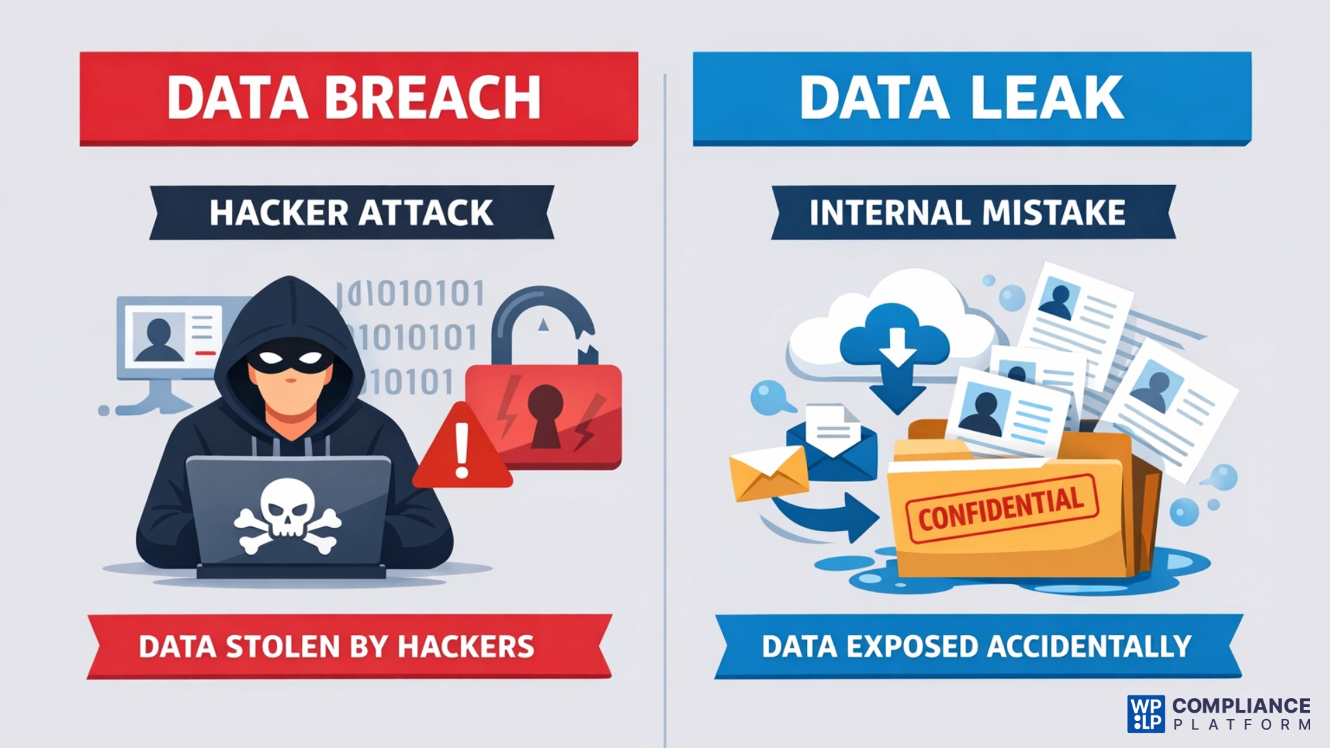 Data breach vs data leak comparison